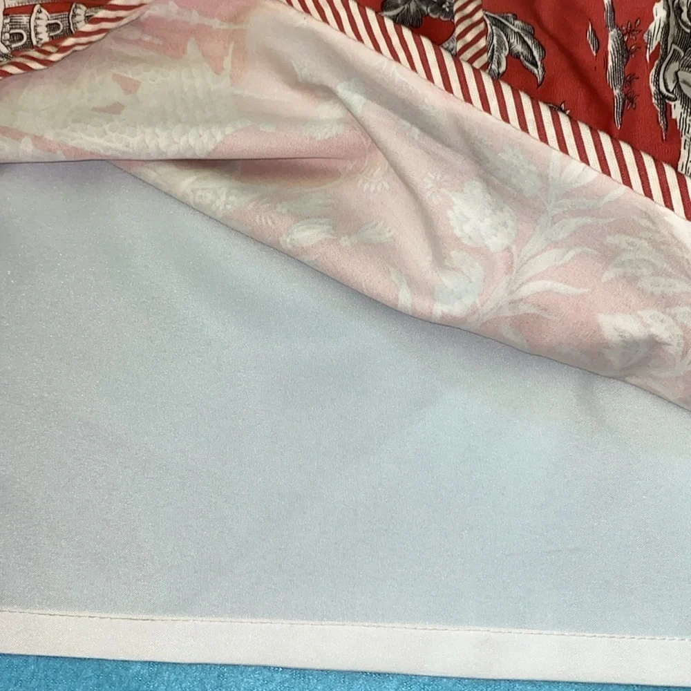 SHOWER CURTAIN Toile chinoiserie print fabric removable lining SZ 53” W X 78” L